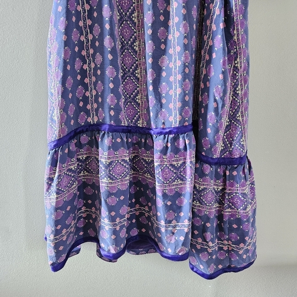 Anna Sui Vintage 90's Silk Mini Printed Boho Hippie Casual Dress Size Medium. - Picture 11 of 16